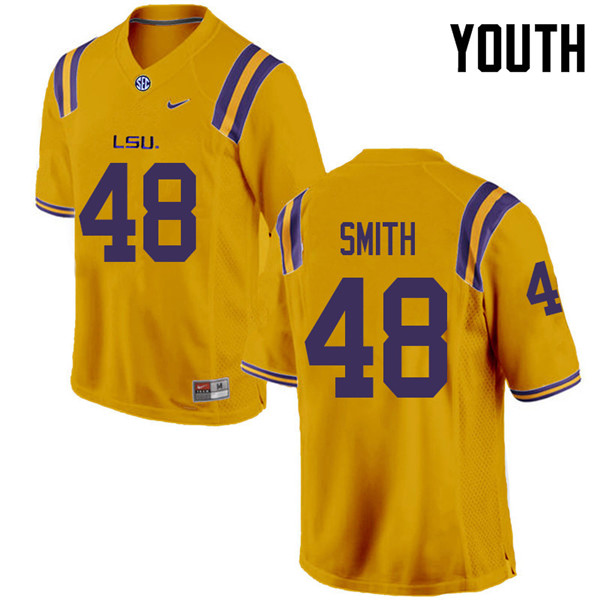 Youth #48 Carlton Smith LSU Tigers College Football Jerseys Sale-Gold